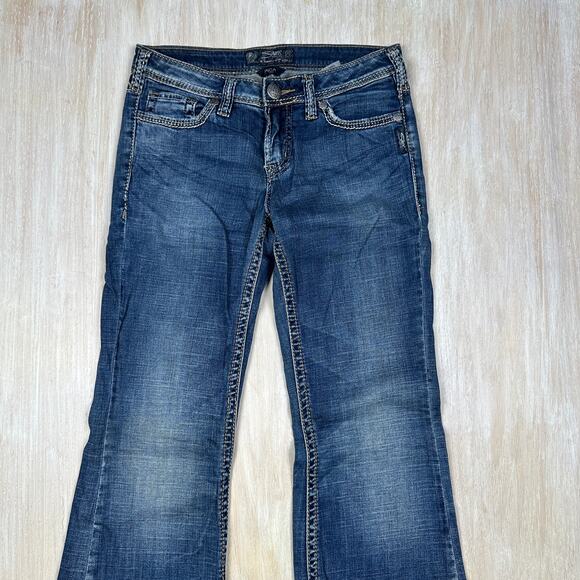 Silver Jeans Pica Low Rise Medium Wash Relaxed Flare Leg Y2K Denim Jeans 26 - Picture 2 of 15